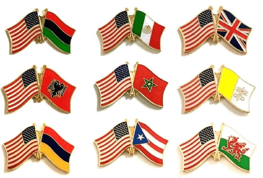 World Flag Lapel Pins Double