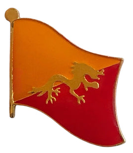 Bhutan World Flag Lapel Pin  - Single