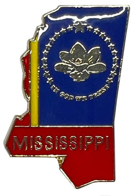 Mississippi map pin with flag background