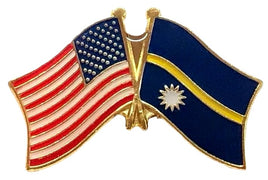 Nauru World Flag Lapel Pin - Double