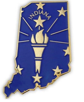 Indiana map pin with flag background