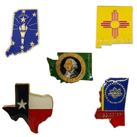 State Map Pins - Flag Background