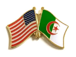 Algeria flag and USA flag double pin