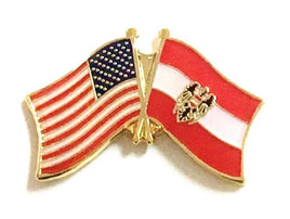 Austria with Eagle World Flag Lapel Pin - Double